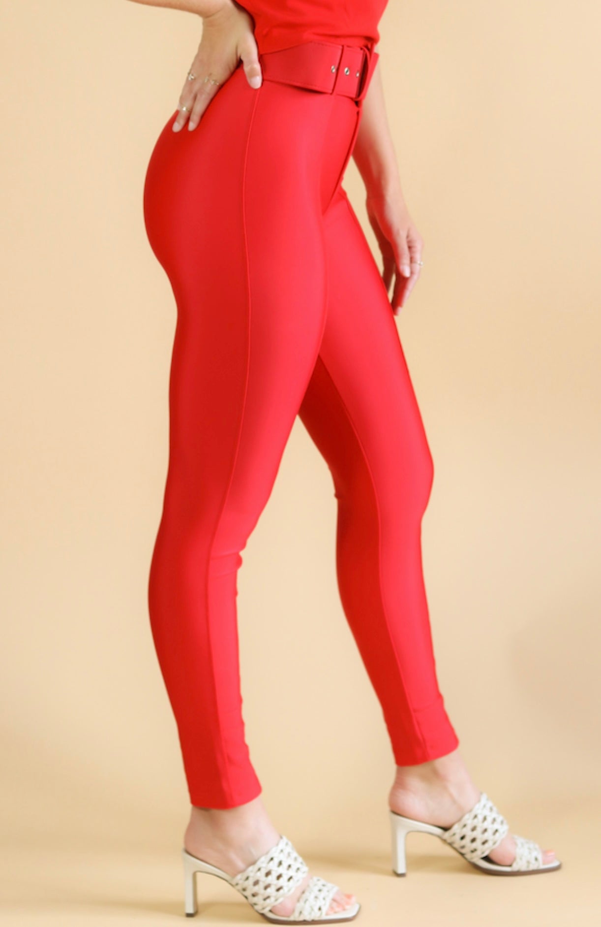 Victoria High Rise Style Pants Red