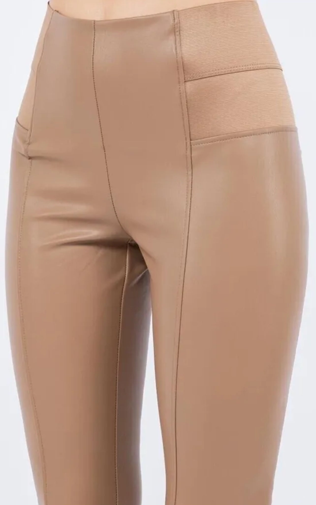 Faux leather cappuccino High Rise Leggings